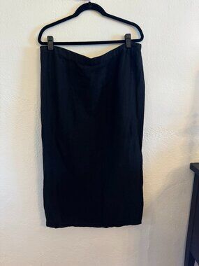 Eileen Fisher Black Linen Wrap Skirt | Plus Size 1X | Midi